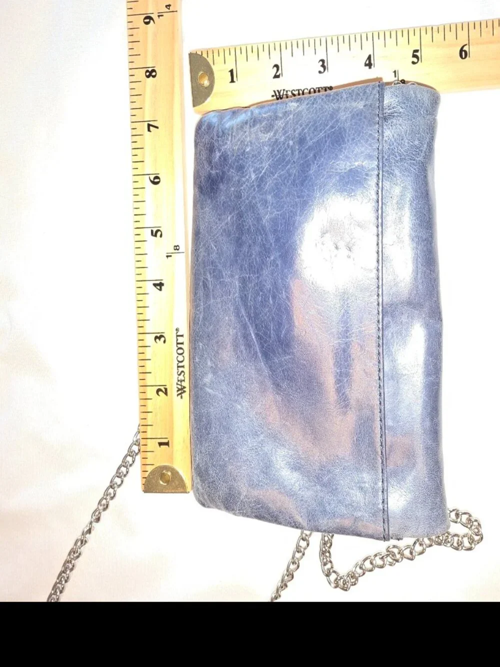 HOBO Daria Convertible Crossbody Leather Bag Purse Blue Clutch Distressed